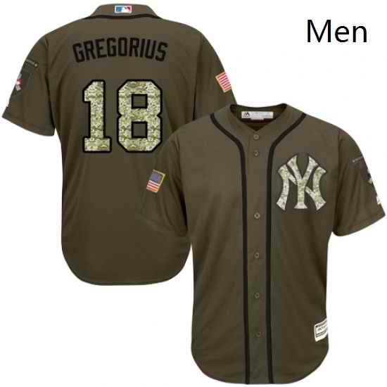 Mens Majestic New York Yankees 18 Didi Gregorius Authentic Green Salute to Service MLB Jersey